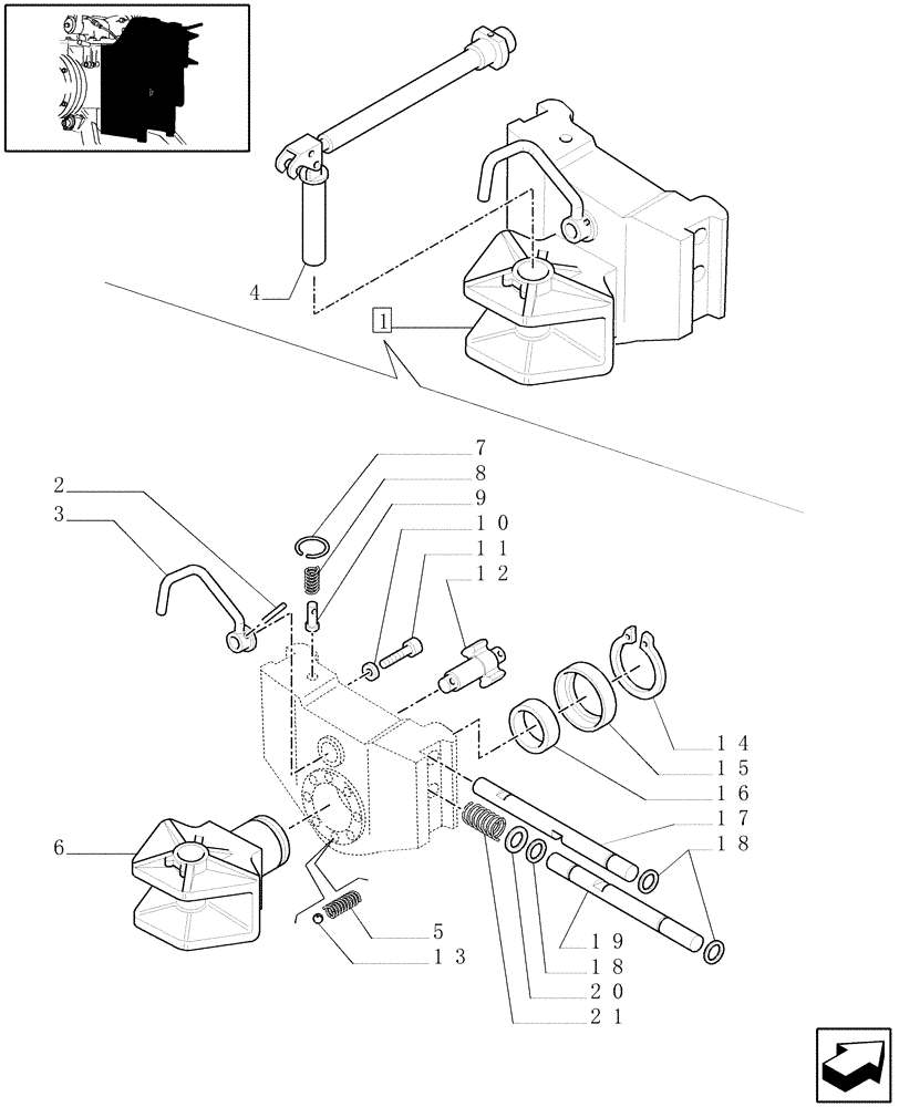 Схема запчастей Case IH JX1075N - (1.89.0/04[02A]) - (VAR.897) SWIVEL HOOK FOR EEC, VERTICAL ADJUST SLIDING - D5635 (09) - IMPLEMENT LIFT