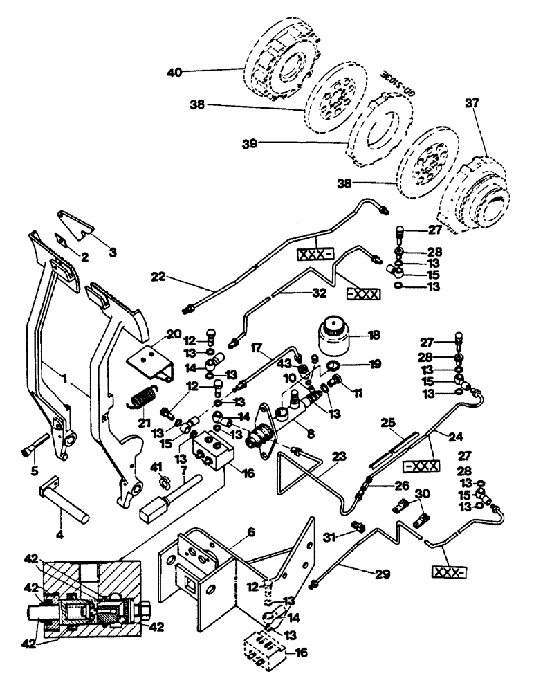 Схема запчастей Case IH 844 - (1C16) - BRAKE LINES , 744/844/844S, IF SO EQUIPPED (5.1) - BRAKES