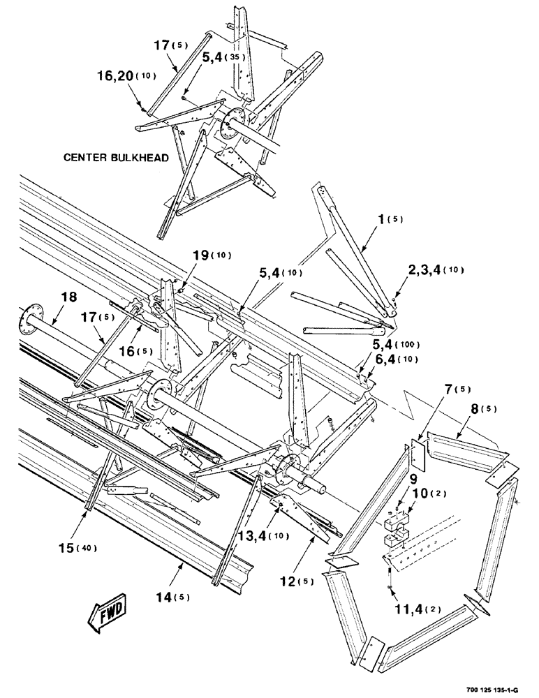 Схема запчастей Case IH 8240 - (2-28) - REEL ASSEMBLY, LEFT HALF 35 FOOT, SERIAL NUMBER CFH0067004 AND LATER (58) - ATTACHMENTS/HEADERS