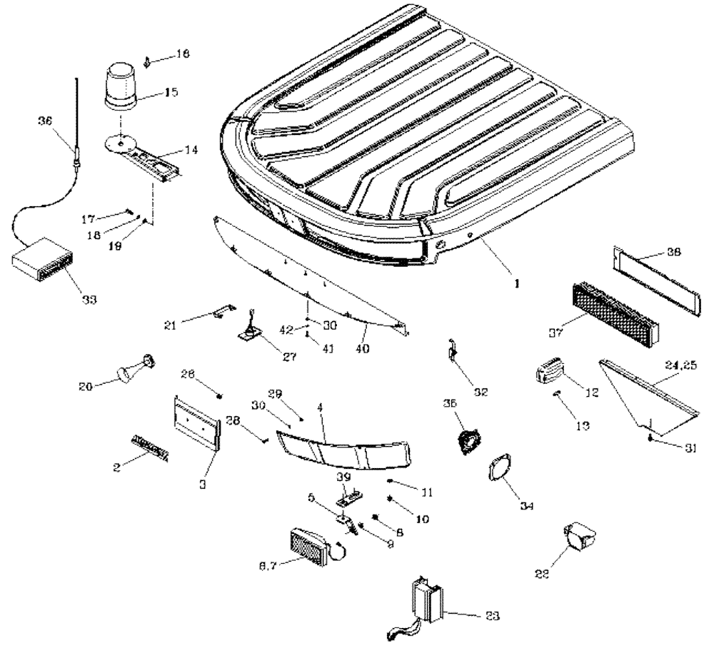 Схема запчастей Case IH 7700 - (A11[03]) - CABIN ROOF and LIGHTS Mainframe & Functioning Components