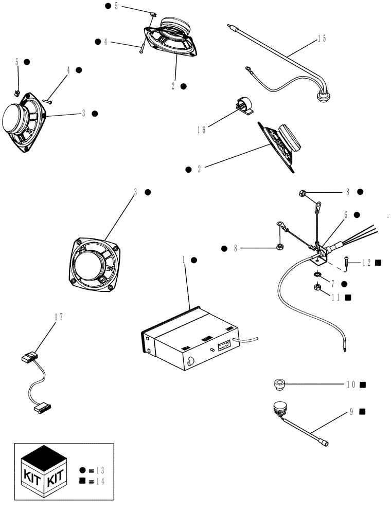 Схема запчастей Case IH MX215 - (04-40) - RADIOS, SPEAKERS AND ANTENNAS (04) - ELECTRICAL SYSTEMS