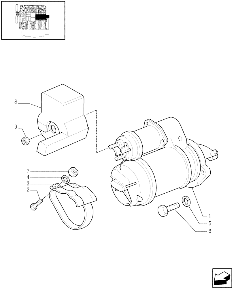 Схема запчастей Case IH JX90 - (0.36.0/02) - (VAR.319-747) TTF ENGINE TIER2 - STARTER MOTOR (01) - ENGINE