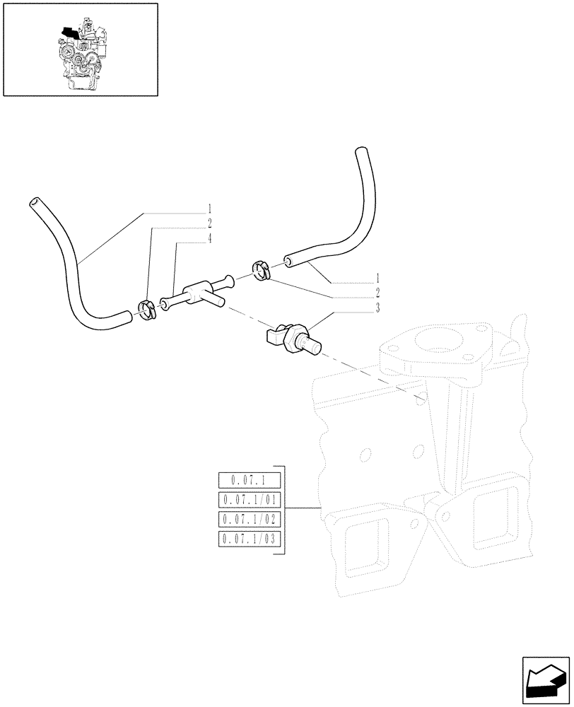 Схема запчастей Case IH JX70 - (1.19.8[01]) - (VAR.203) THERMOSTART - C5530 (02) - ENGINE EQUIPMENT