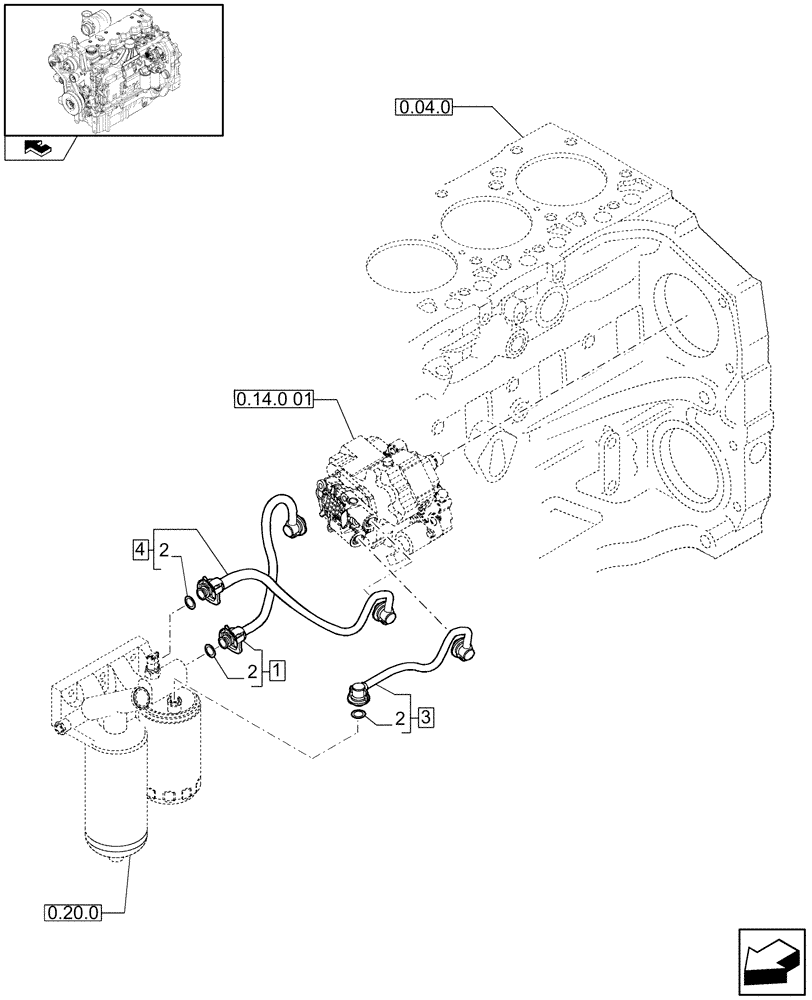 Схема запчастей Case IH PUMA 225 - (0.20.3) - PIPING - FUEL (01) - ENGINE