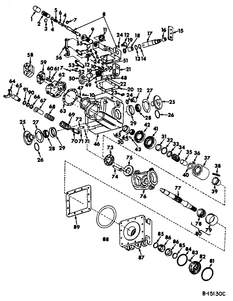 Схема запчастей Case IH 95 - (07-13) - DRIVE TRAIN, HYDRAULIC DRIVE PUMP, SUNDSTRAND, FOR HYDROSTATIC GROUND DRIVE, SER. NO. 1011 AND BELOW Drive Train