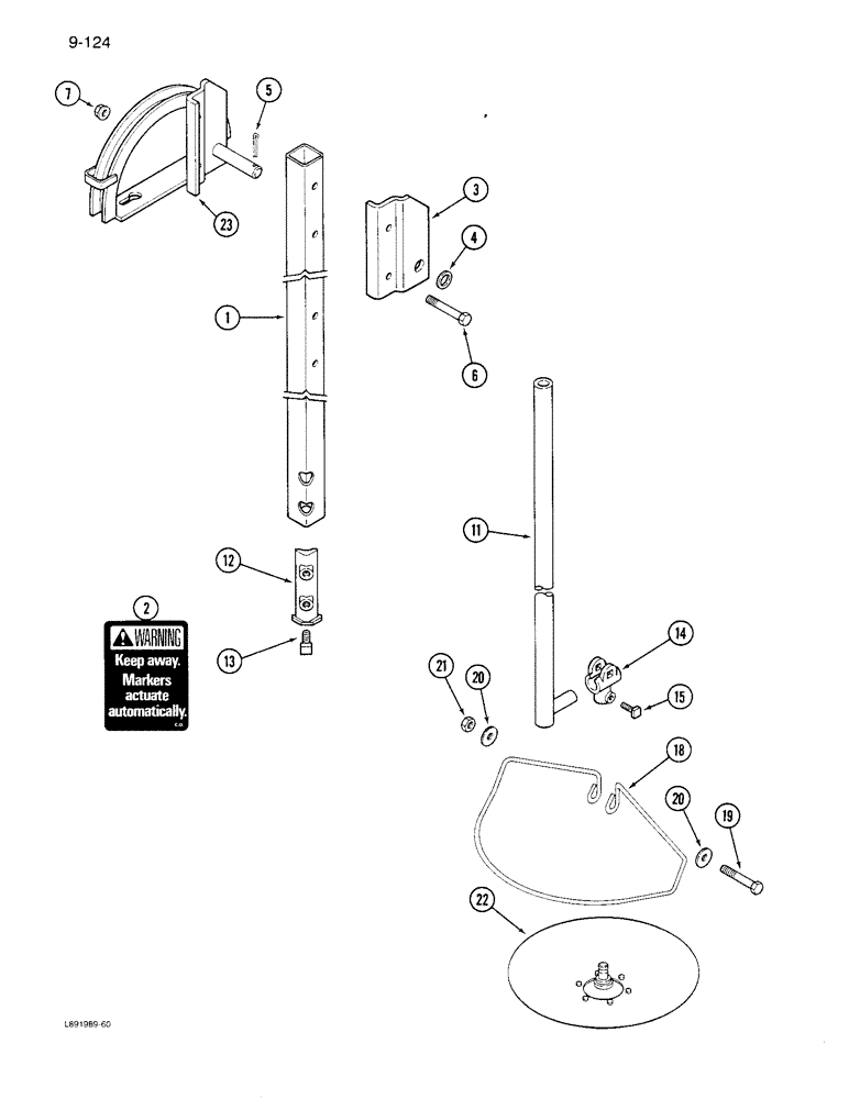 Схема запчастей Case IH 6300 - (9-124) - DISC MARKER, FOLDING, 1254188C92 (09) - CHASSIS/ATTACHMENTS