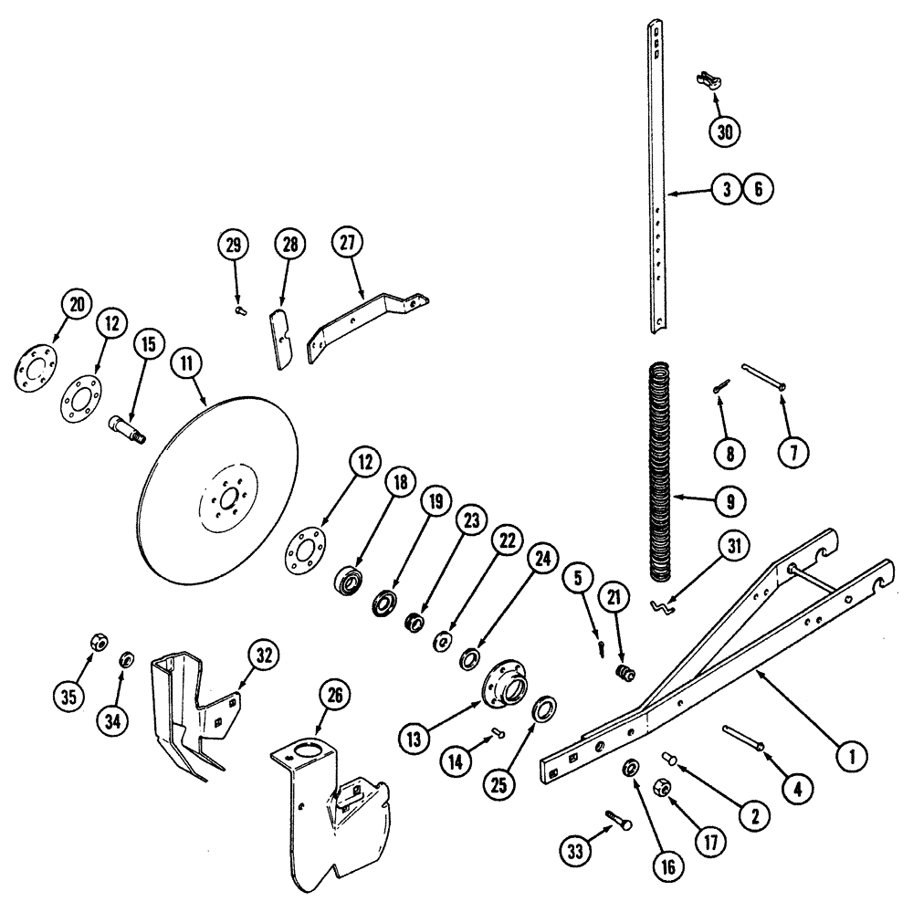 Схема запчастей Case IH 5300 - (9-058) - SINGLE DISC FURROW OPENER (09) - CHASSIS