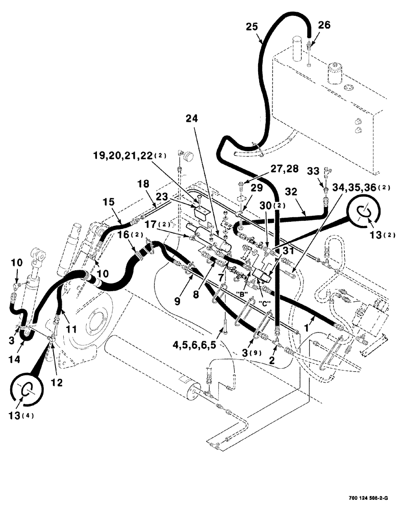 Схема запчастей Case IH 8840 - (08-020) - HEADER HYDRAULIC LIFT ASSEMBLY (RIGHT) (S.N. CFH0031466 AND LATER) (35) - HYDRAULIC SYSTEMS