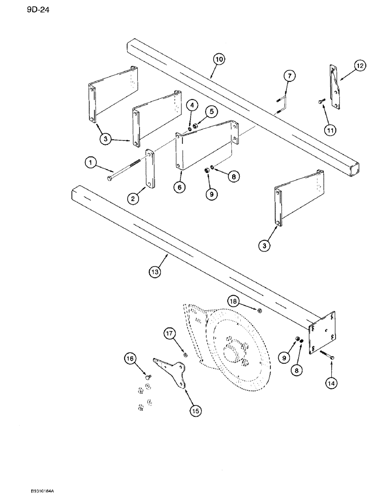 Схема запчастей Case IH 950 - (9D-24) - FERTILIZER APPLICATOR MOUNTING BAR (09) - CHASSIS/ATTACHMENTS