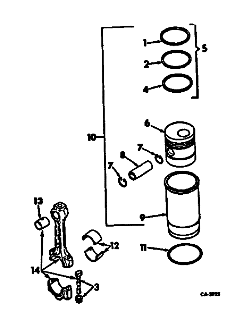 Схема запчастей Case IH D-179 - (A-05) - CONNECTING RODS, PISTONS AND SLEEVES, THREE RING PISTONS 