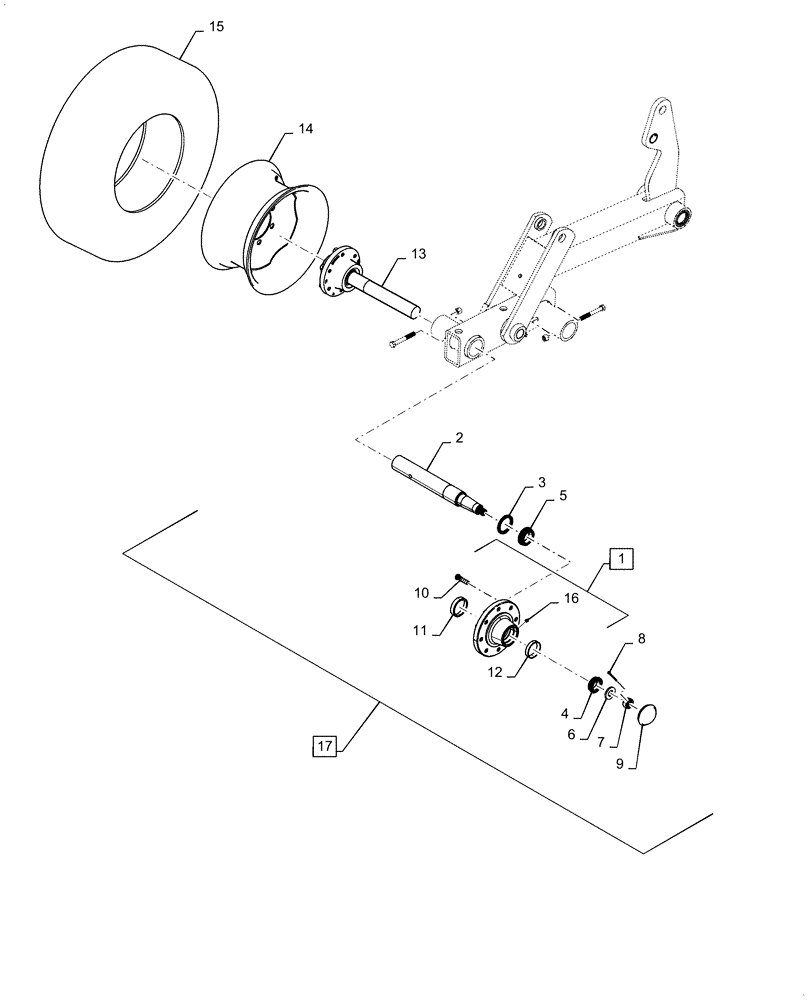 Схема запчастей Case IH 955 - (44.100.04) - WING TANDEM HUB ASSEMBLY (44) - WHEELS