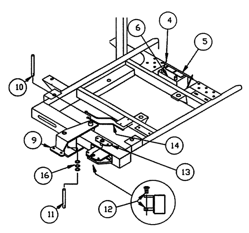 Схема запчастей Case IH PATRIOT 150 - (04-001) - STEERING ARM & BATTERY ASSEMBLY Suspension & Frame