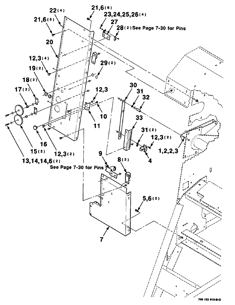 Схема запчастей Case IH 8435 - (7-12) - SHIELD, LATCH AND BALE INDICATOR ASSEMBLIES, RIGHT, SERIAL NUMBER CFH0124001 THROUGH CFH0124137 (12) - MAIN FRAME