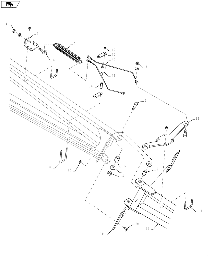 Схема запчастей Case IH 4420 - (08-019) - BOOM BREAKAWAY ASSEMBLY, 60-90’ (09) - BOOMS