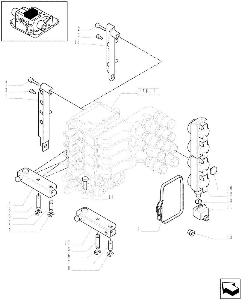 Схема запчастей Case IH MXU100 - (1.82.7/42[01]) - (VAR.006) 4 REMOTES(2NC+2CONFIG) FOR FIXED DISPLACEMENT PUMP FOR EDC AND RELEVANT PARTS (07) - HYDRAULIC SYSTEM