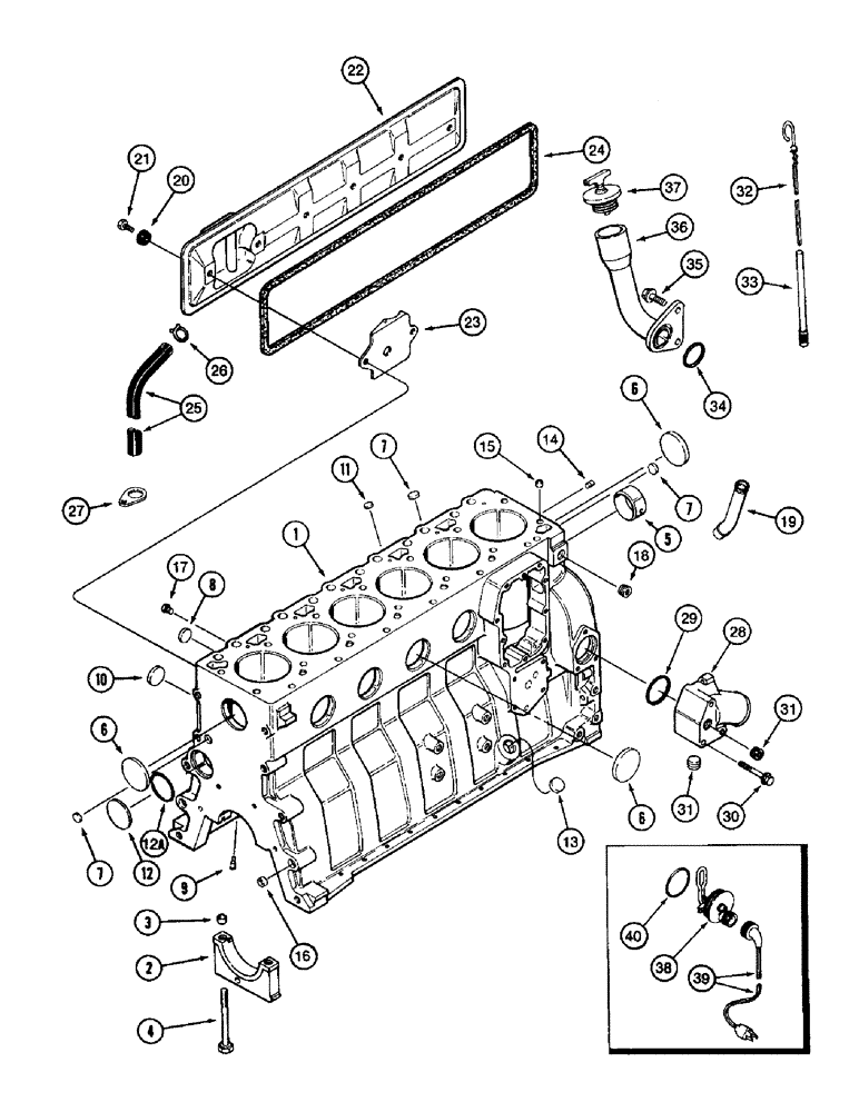 Схема запчастей Case IH 8850 - (10-56) - CYLINDER BLOCK, SERIAL NUMBER CFH0099165 AND LATER (02) - ENGINE