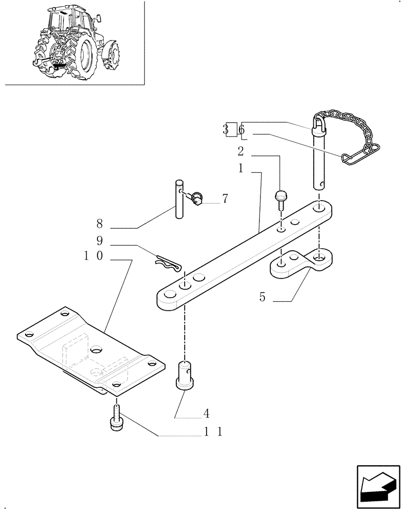 Схема запчастей Case IH MXM130 - (1.89.0/03) - (VAR.913) DRAWBAR (29MM) FOR ITALY (09) - IMPLEMENT LIFT