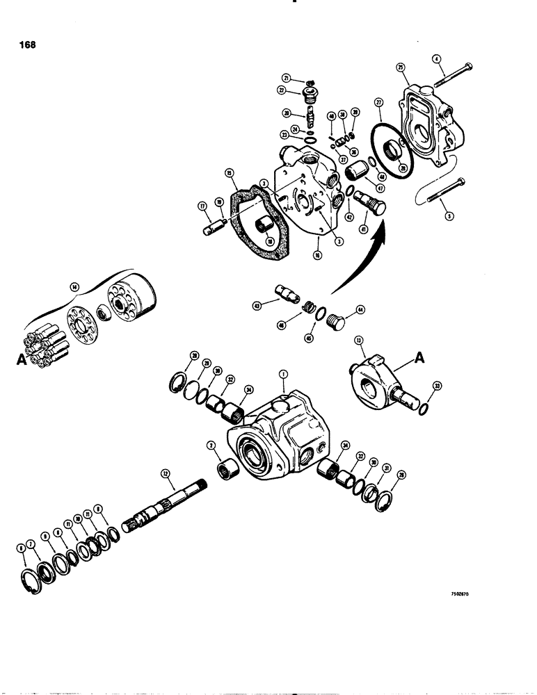 Схема запчастей Case IH 1845 - (168) - D75925 VARIABLE DISPLACEMENT PUMP, CESSNA NO. 70442-DAZ (35) - HYDRAULIC SYSTEMS