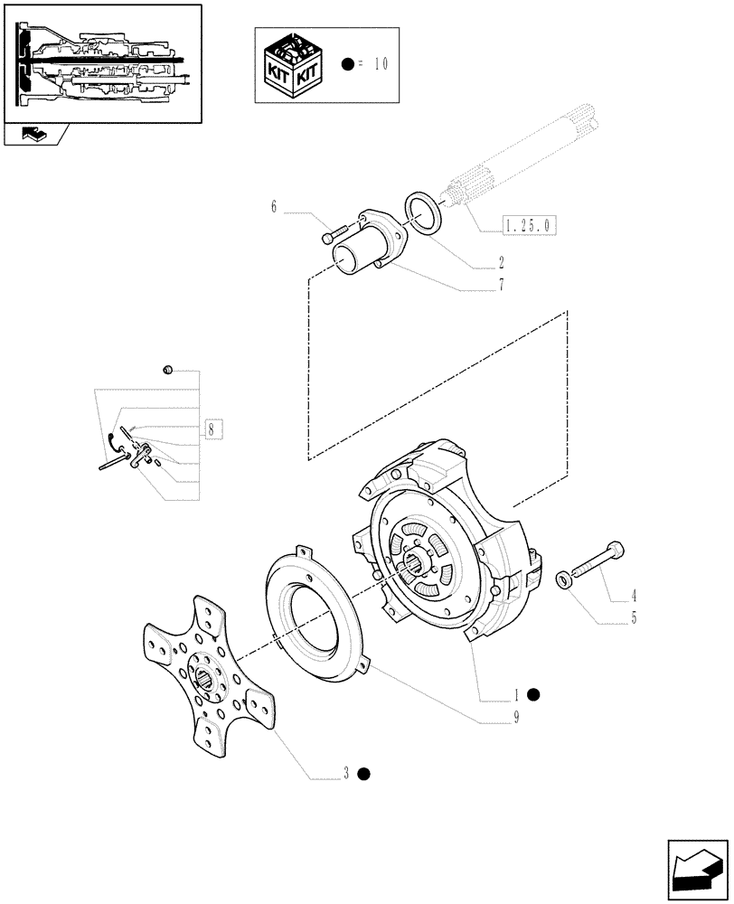 Схема запчастей Case IH FARMALL 85C - (1.25.0/01[01]) - 16X16 AND 32X16 HYDRAULIC TRANSMISSION - CLUTCH (VAR.330275-330278) (03) - TRANSMISSION