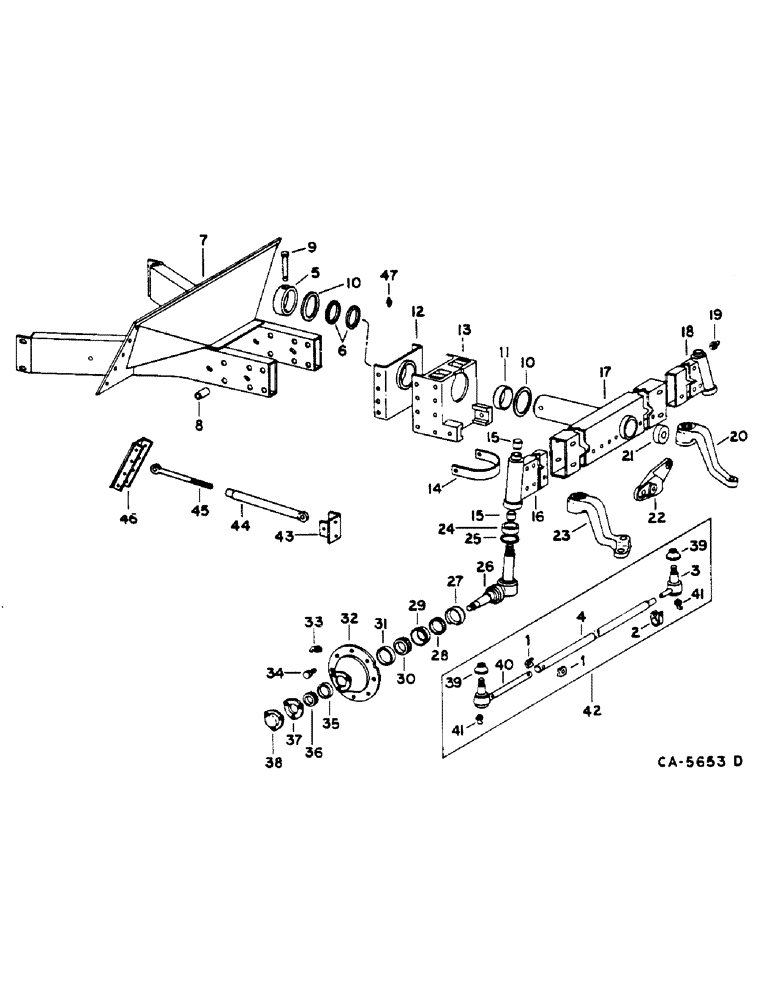 Схема запчастей Case IH 1460 - (14-006) - STEERING AXLE, SUPPORT AND TIE ROD, ADJUSTABLE, FOR GRAIN AND CORN Suspension