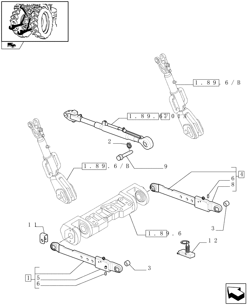 Схема запчастей Case IH PUMA 155 - (1.89.6/01) - CAT.2/3 FLEXIBLE LINKS FOR EDC AND SPS - C6335 (VAR.331920) (09) - IMPLEMENT LIFT