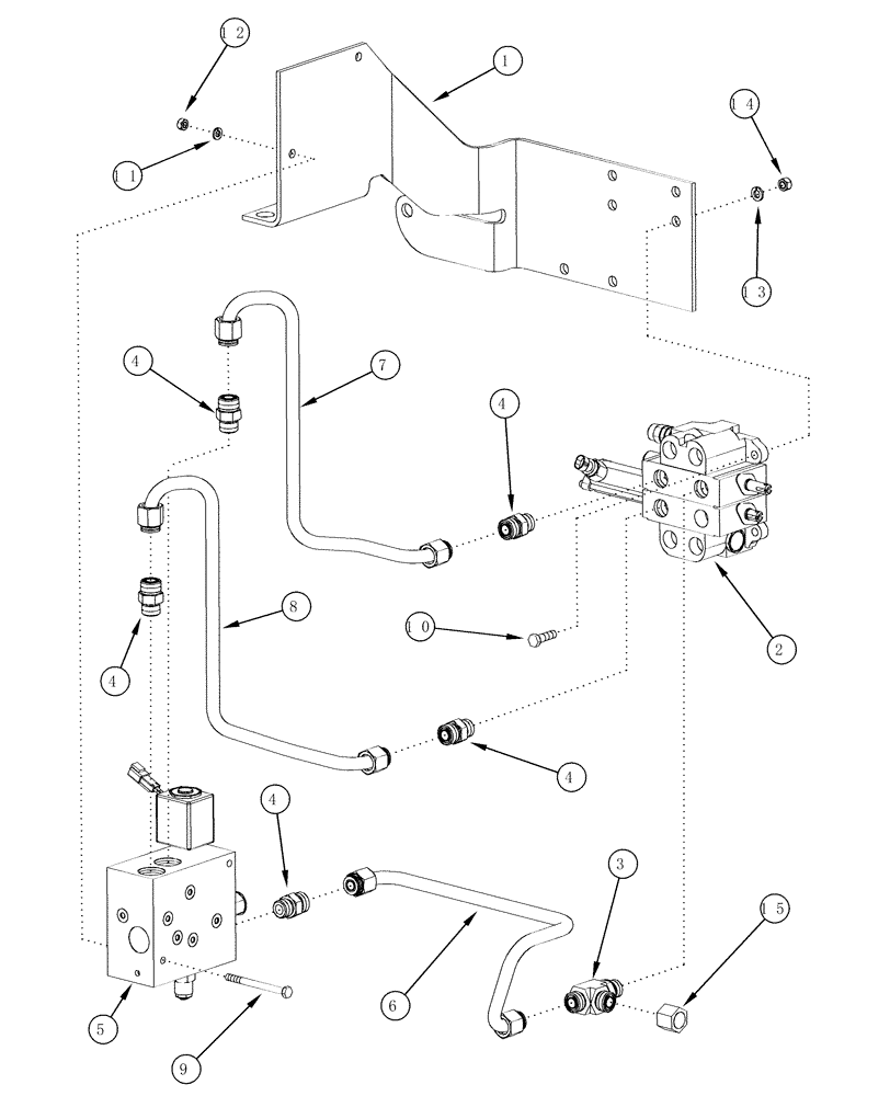 Схема запчастей Case IH L505 - (08-42) - MOUNTING BRACKETS EXTERNAL VALVE MX80C - MX100C WITH SELF LEVELING (08) - HYDRAULICS