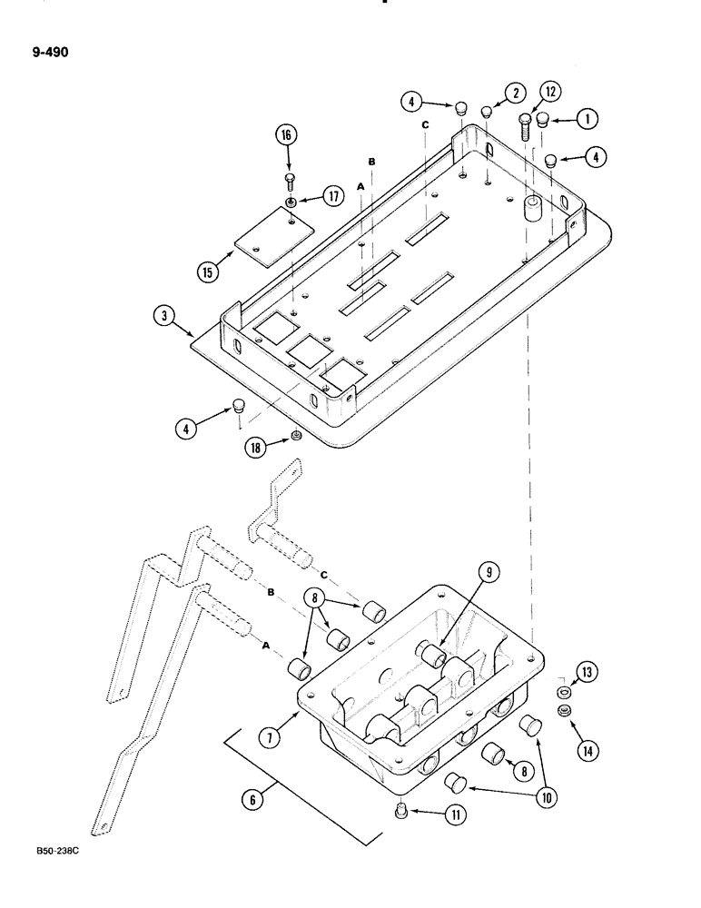 Схема запчастей Case IH 885 - (9-490) - DRAFT CONTROL LEVER HOUSING (09) - CHASSIS/ATTACHMENTS