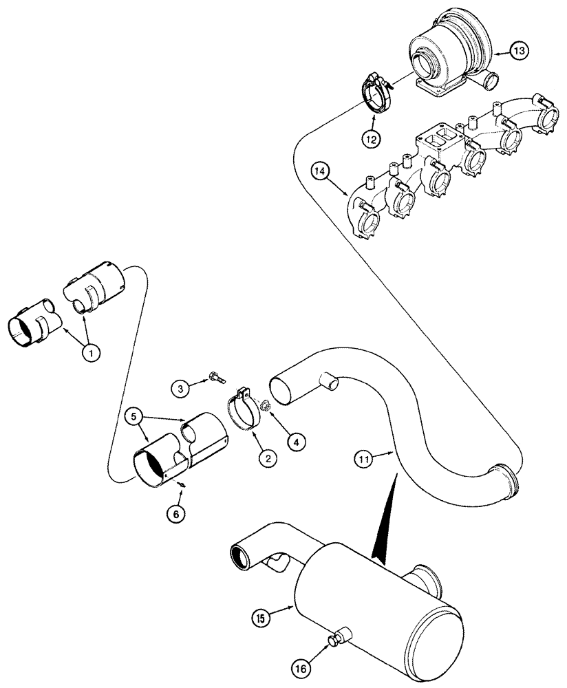 Схема запчастей Case IH 2555 - (02-06) - EXHAUST SYSTEM (01) - ENGINE