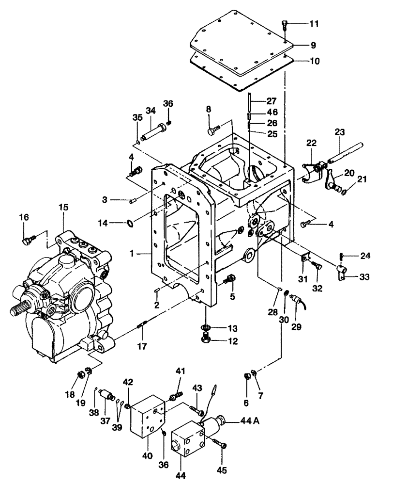 Схема запчастей Case IH FARMALL 45 - (03.06) - FRONT TRANSMISSION CASE & SHIFTER, HST (03) - TRANSMISSION