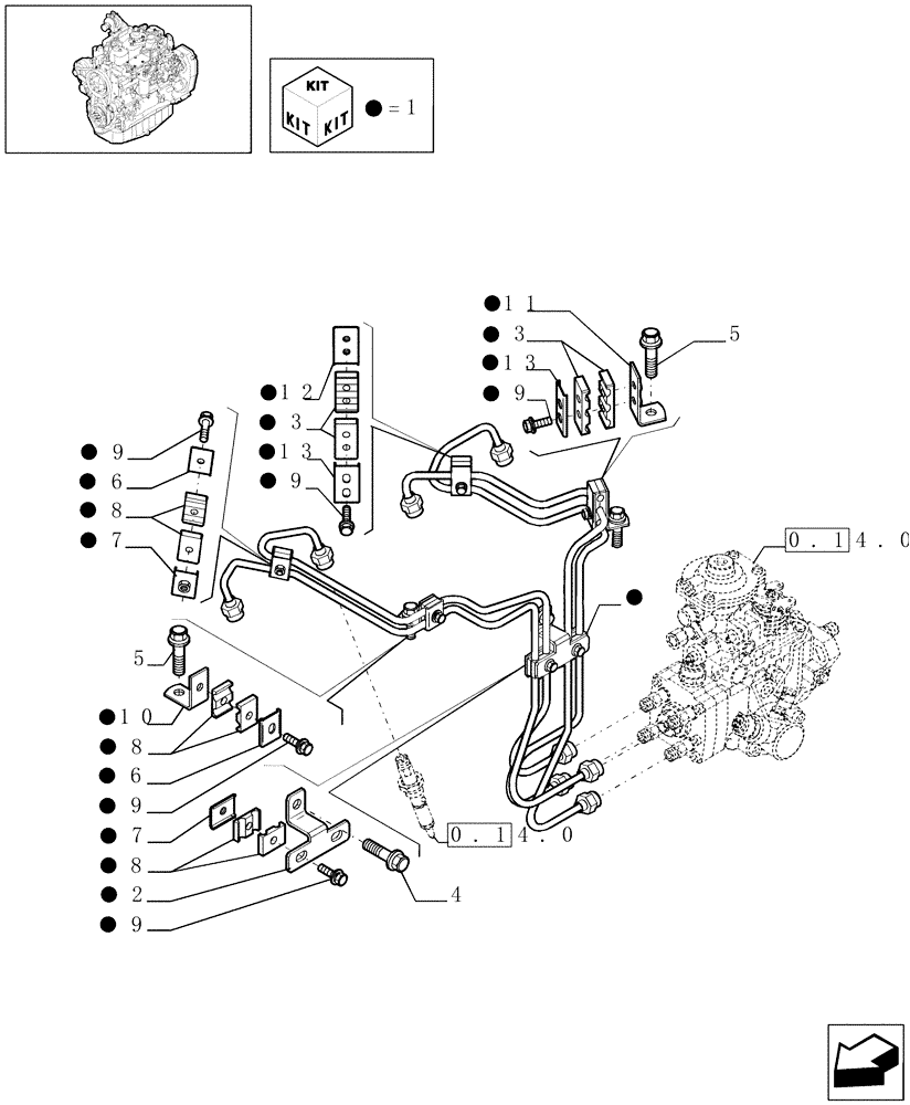 Схема запчастей Case IH F4GE9484A J602 - (0.14.9[01]) - INJECTION EQUIPMENT - PIPING - (504046189) 