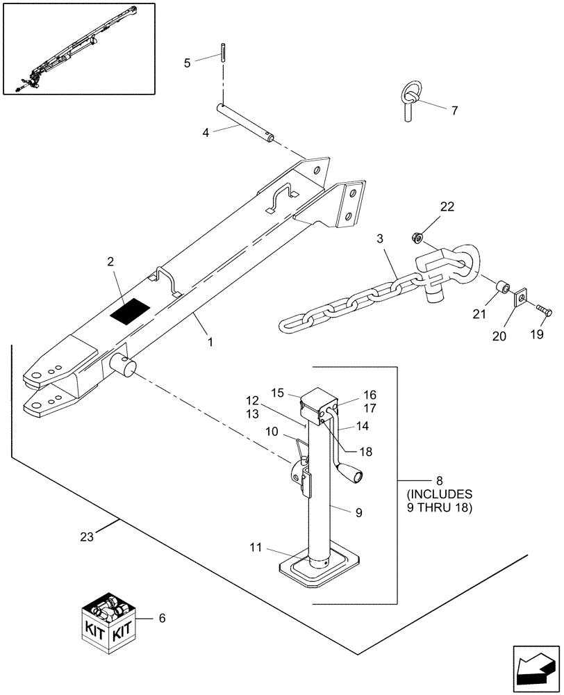 Схема запчастей Case IH DC132F - (18.07) - NON-TRACTOR TOW BAR Attachments