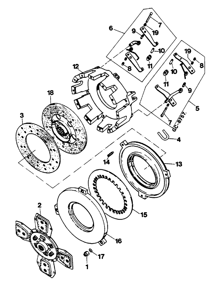 Схема запчастей Case IH 744 - (1E01) - DOUBLE CLUTCH, LUK, 644 (011623-) C, 744 (010599-) C, 844 ( 005534) C, 844S (012590-) (04) - Drive Train