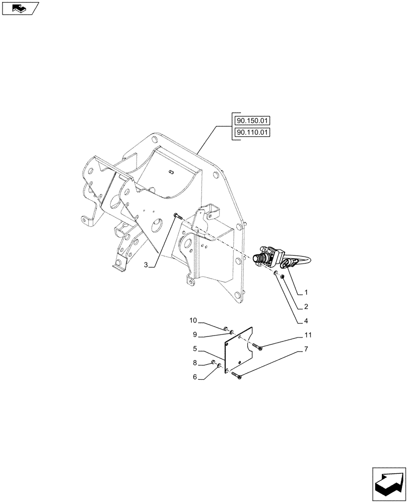 Схема запчастей Case IH FARMALL 75C - (55.408.0103) - ELECTROHYDRAULIC ENGAGEMENT 4WD - PEDAL SWITCH (VAR.330307-332307) (55) - ELECTRICAL SYSTEMS