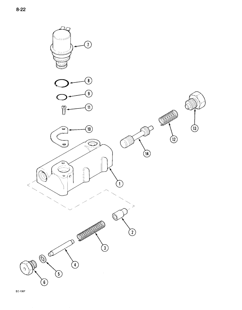 Схема запчастей Case IH 995 - (8-22) - REGULATOR VALVE ASSEMBLY, TWO SPEED POWER SHIFT (08) - HYDRAULICS