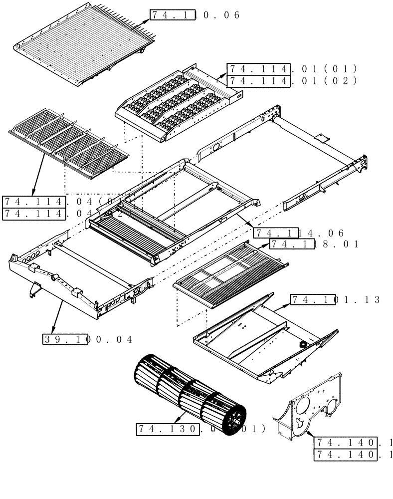 Схема запчастей Case IH 8120 - (00.000.74[03]) - PICTORIAL INDEX - CLEANING SHOE (00) - GENERAL & PICTORIAL INDEX