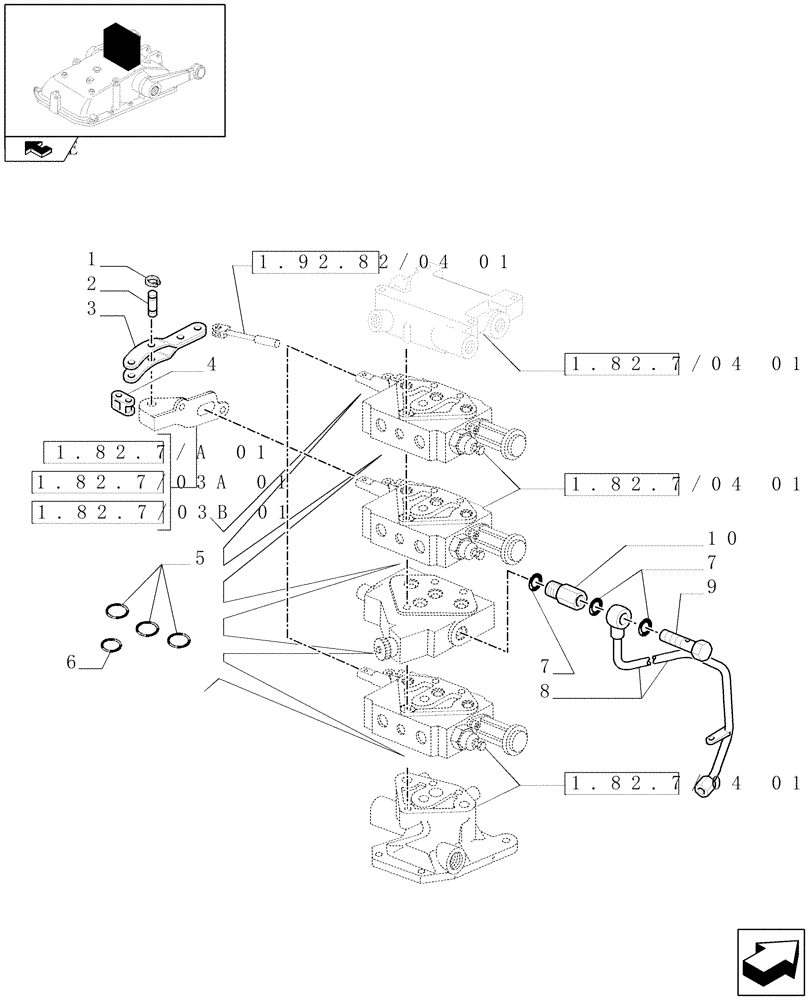 Схема запчастей Case IH FARMALL 95N - (1.82.7/04[02]) - THREE REMOTE VALVES & FLOW-RATE REGULATOR FOR EDC - PIPES AND RINGS (VAR.335390 / 743525) (07) - HYDRAULIC SYSTEM