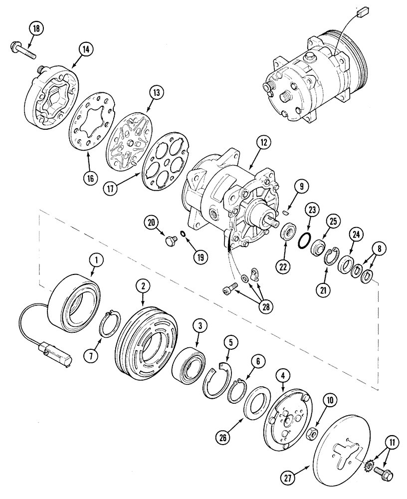 Схема запчастей Case IH 5140 - (2-030) - AIR CONDITIONING, COMPRESSOR (02) - ENGINE