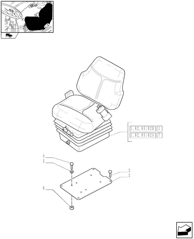 Схема запчастей Case IH FARMALL 105N - (1.92.85/02) - SEAT - L/CAB (VAR.333155-334155) (10) - OPERATORS PLATFORM/CAB