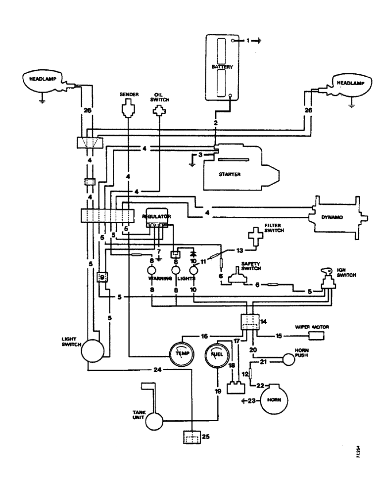 Схема запчастей Case IH 885 - (M22) - ELECTRICAL EQUIPMENT, ELECTRICAL WIRING, STARTING AND HEADLAMPS 885 TRACTORS, UP TO S/N 633680 (06) - ELECTRICAL SYSTEMS