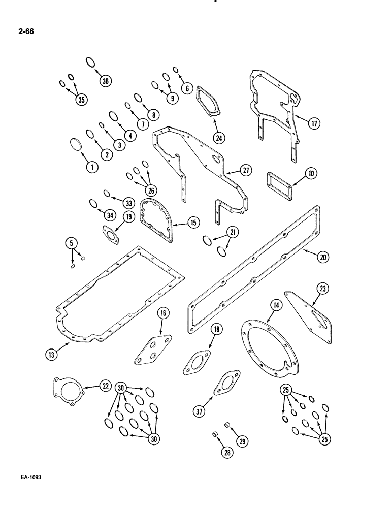 Схема запчастей Case IH 885 - (2-066) - CYLINDER BLOCK GASKET KIT (02) - ENGINE