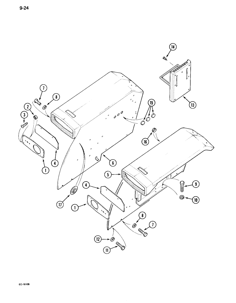 Схема запчастей Case IH 995 - (9-024) - REAR FENDERS, FLAT TOP (09) - CHASSIS/ATTACHMENTS