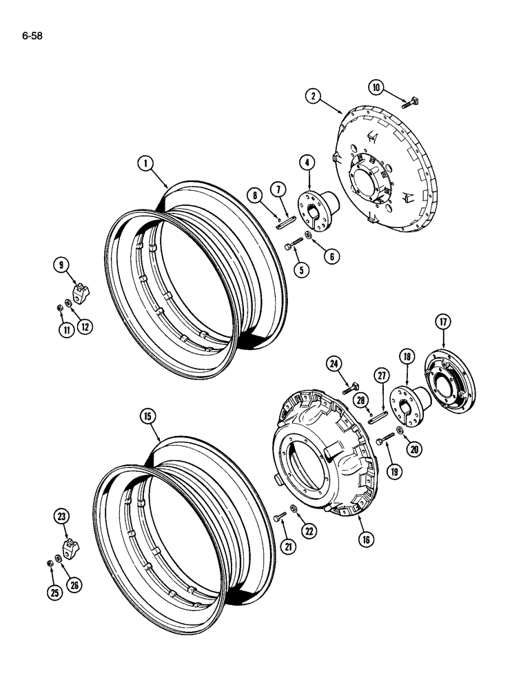 Схема запчастей Case IH 3594 - (6-058) - REAR WHEELS (06) - POWER TRAIN