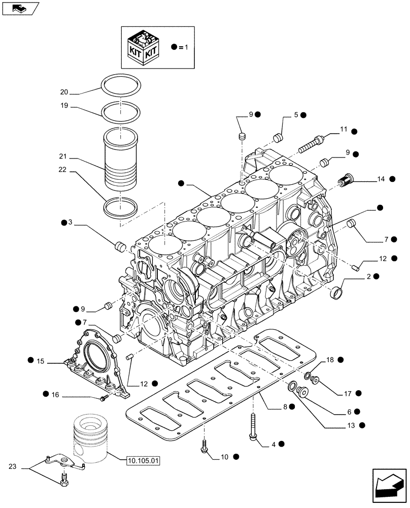 Схема запчастей Case IH F2CFE613T E003 - (10.001.02) - CRANKCASE (504384284 - 504311100 - 504248099) (10) - ENGINE