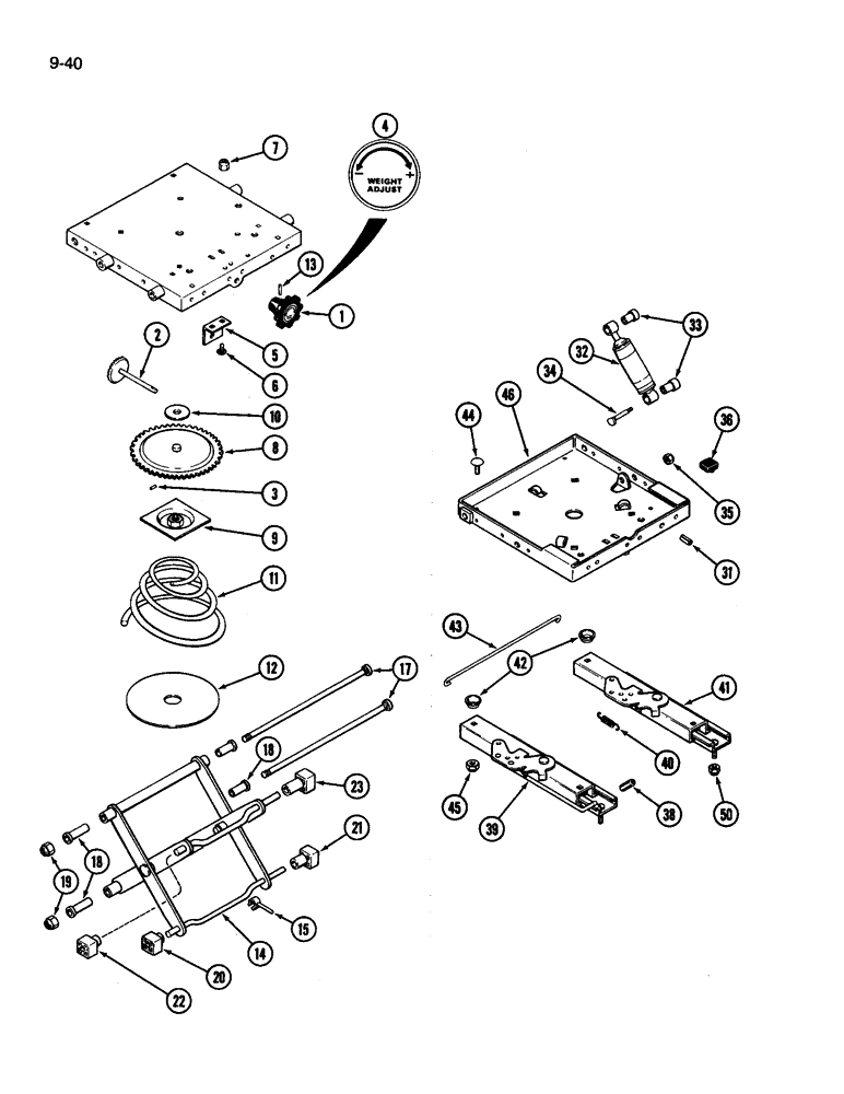 Схема запчастей Case IH 3394 - (9-040) - VINYL SEAT, WITHOUT SWIVEL (09) - CHASSIS/ATTACHMENTS