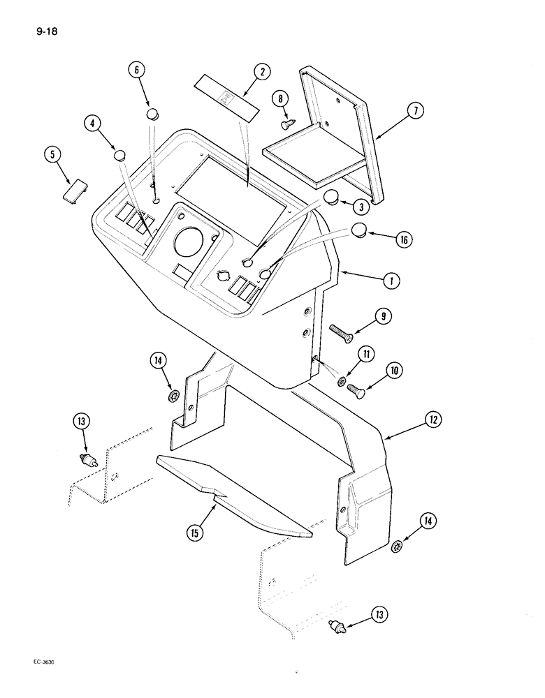 Схема запчастей Case IH 895 - (9-018) - INSTRUMENT HOUSING, TRACTOR WITH CAB (09) - CHASSIS/ATTACHMENTS