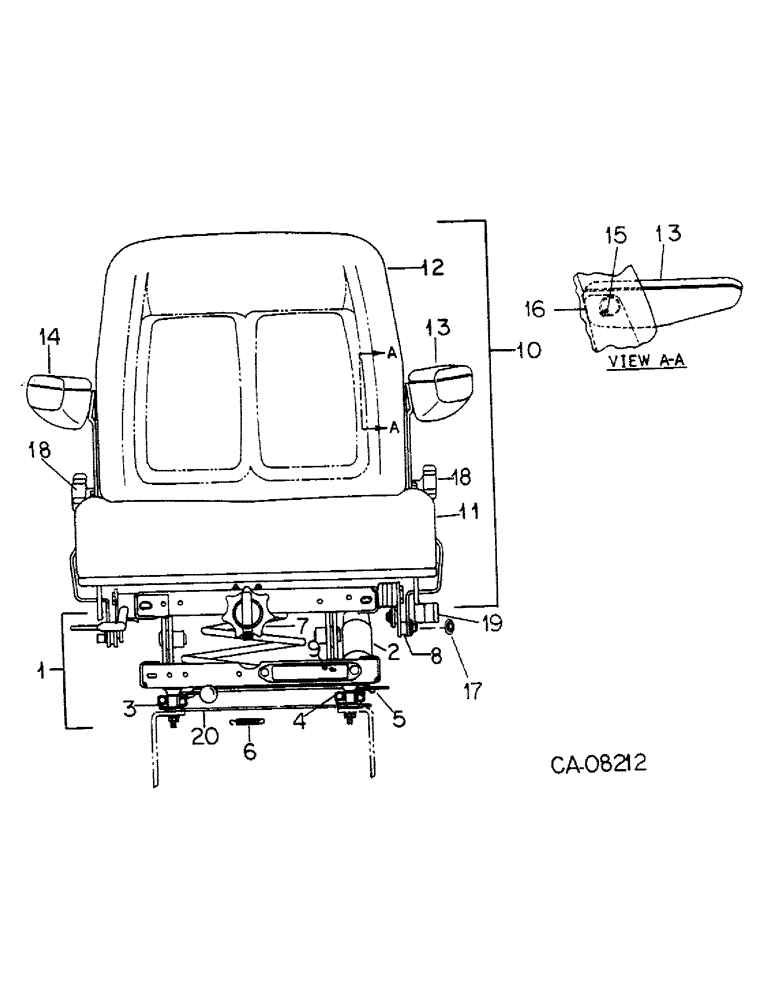 Схема запчастей Case IH 5488 - (13-11) - SUPERSTRUCTURE, DELUXE VERTICAL ACTING SEAT (05) - SUPERSTRUCTURE