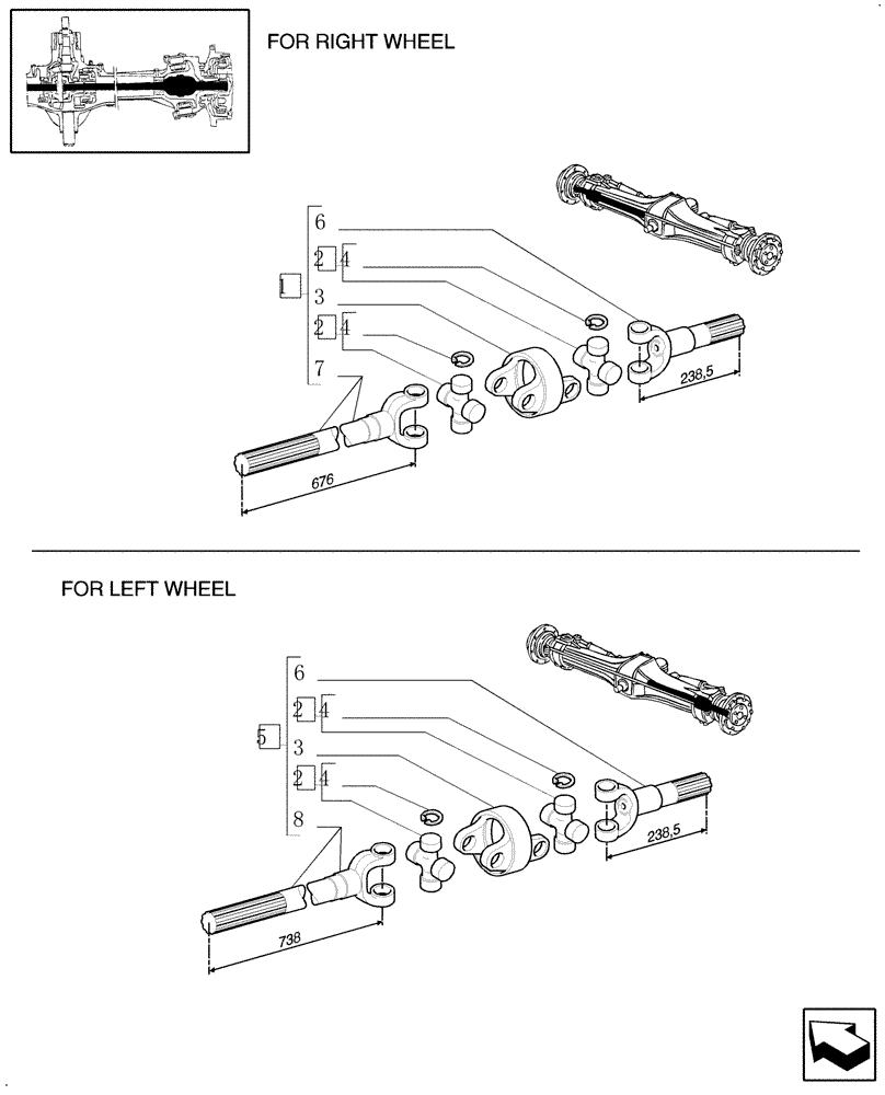 Схема запчастей Case IH MXM140 - (1.40.7/10A) - (VAR.463/1) 4WD FRONT AXLE WITH SUSPENSIONS, BRAKE, TERRALOCK, FPS - ARTICULATED HALF-AXLE (04) - FRONT AXLE & STEERING