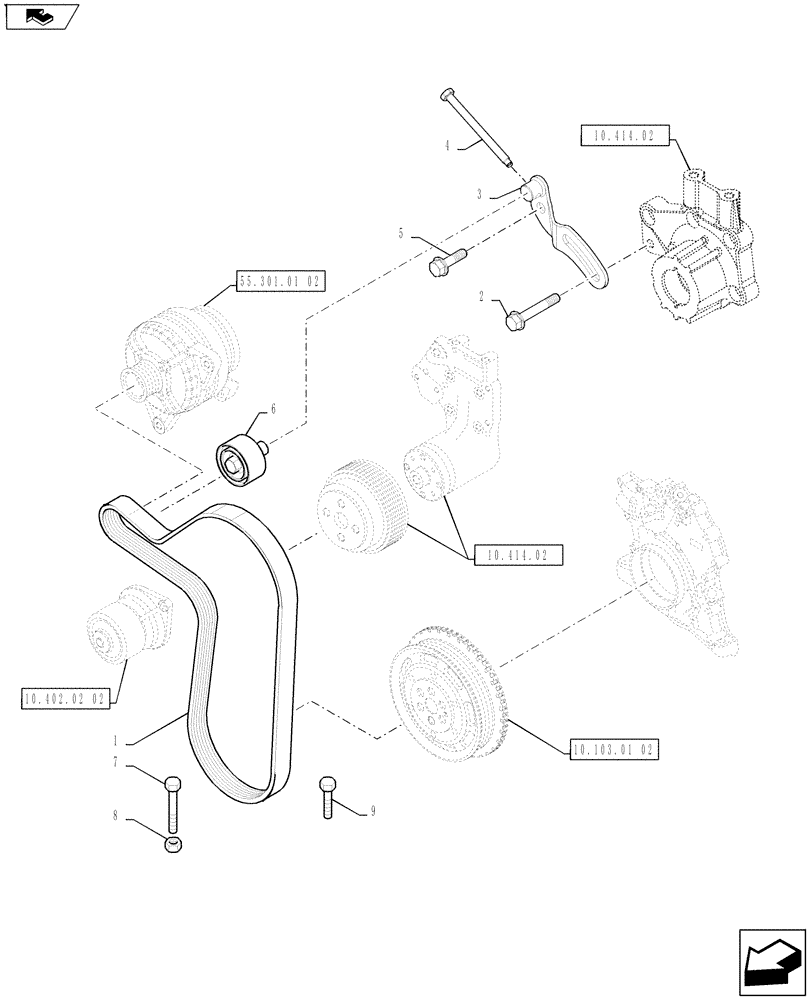 Схема запчастей Case IH FARMALL 75A - (10.414.03) - BELT TENSIONER - FAN (10) - ENGINE