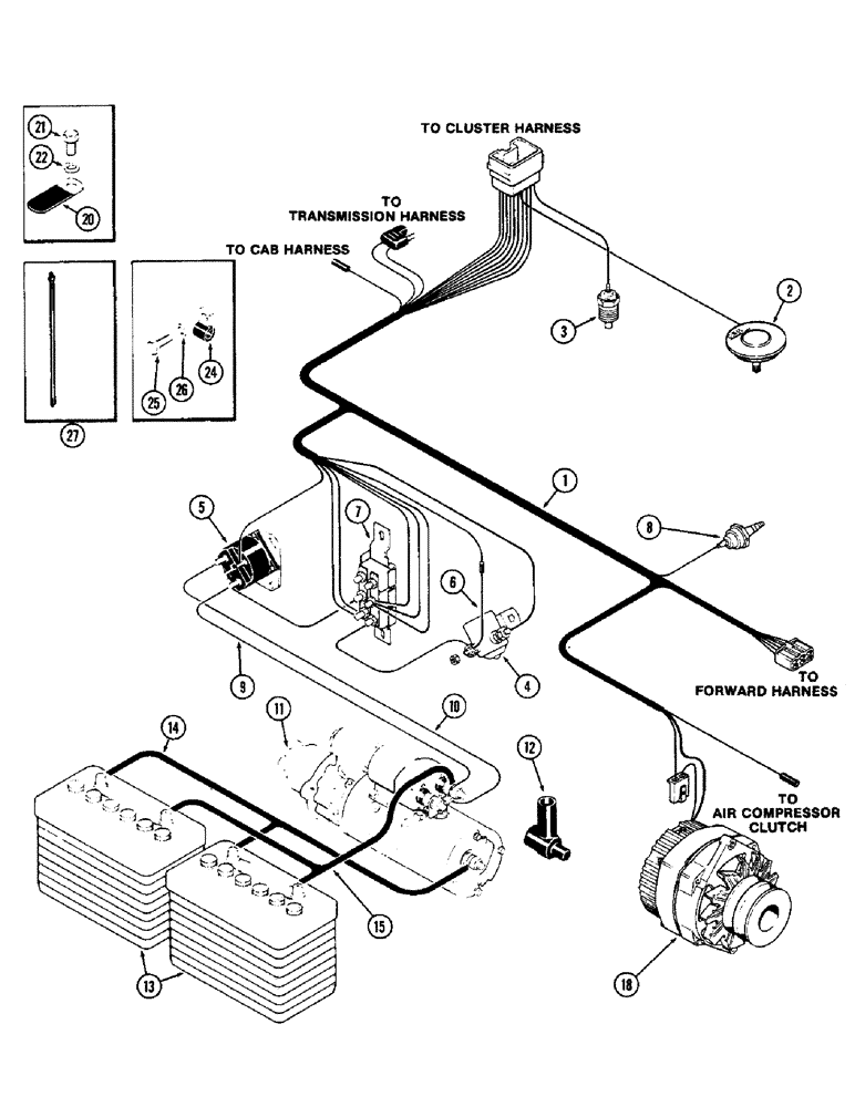 Схема запчастей Case IH 2590 - (4-082) - ENGINE HARNESS, P.I.N. 8841101 AND AFTER (04) - ELECTRICAL SYSTEMS