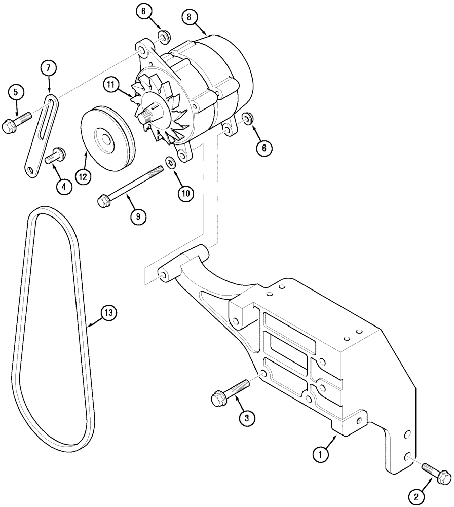 Схема запчастей Case IH CX60 - (04-15) - ALTERNATOR AND MOUNTING (04) - ELECTRICAL SYSTEMS